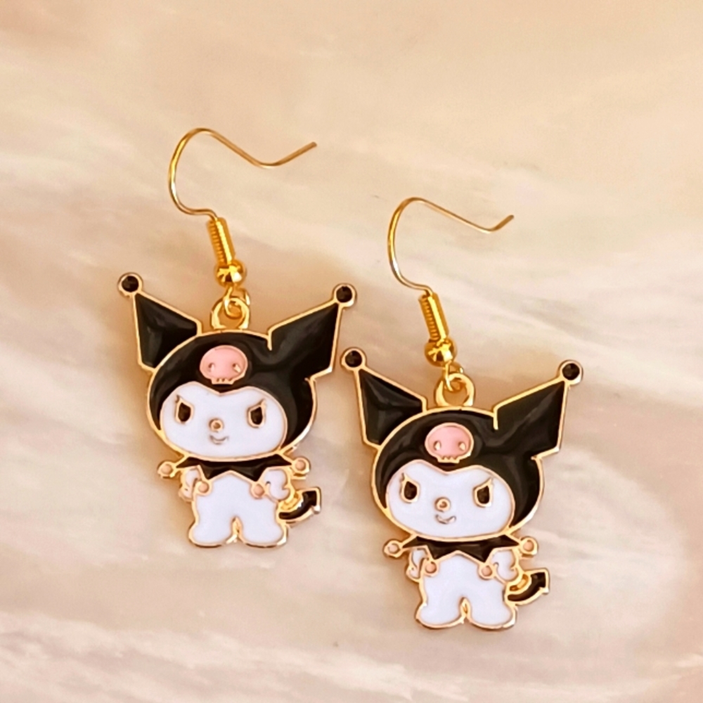Sanrio Kuromi Oil Painted Handmade Earrings